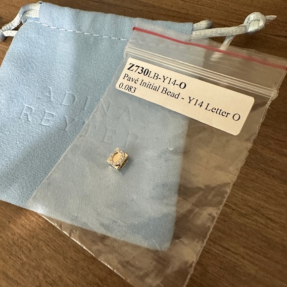 Adina Reyter Mini Bead 14 K Gold Diamond Initial O 0 - Picture 1 of 8